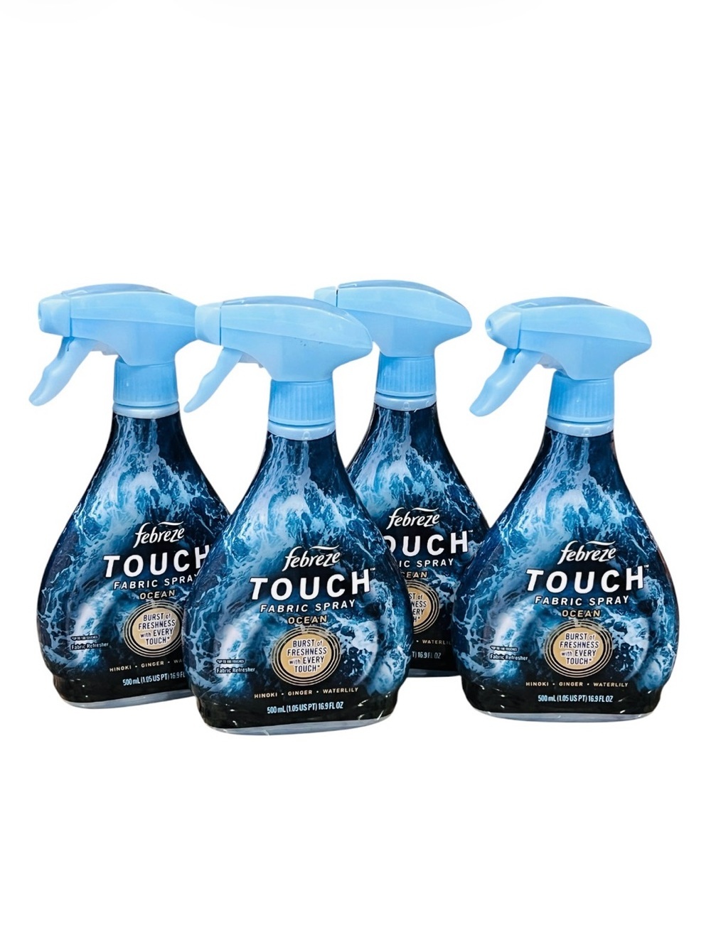 Febreze Touch Fabric Spray Ocean Scent - Light Blue Bottles (Set of 4)